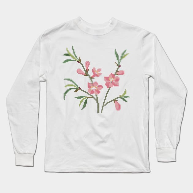 Delaware State Flower Peach Blossom Long Sleeve T-Shirt by inotyler